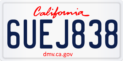 CA license plate 6UEJ838