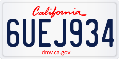 CA license plate 6UEJ934