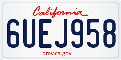 CA license plate 6UEJ958