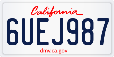 CA license plate 6UEJ987