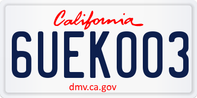 CA license plate 6UEK003