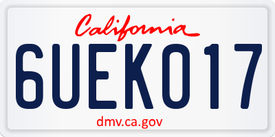 CA license plate 6UEK017