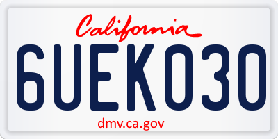 CA license plate 6UEK030