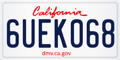 CA license plate 6UEK068