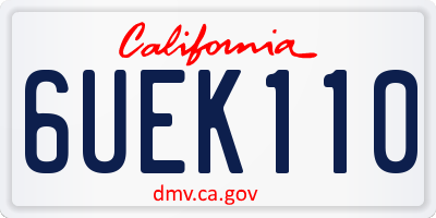 CA license plate 6UEK110