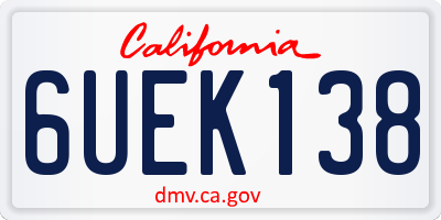 CA license plate 6UEK138
