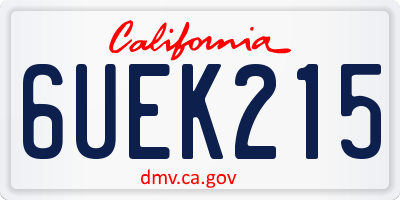 CA license plate 6UEK215
