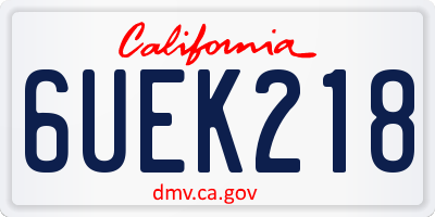 CA license plate 6UEK218