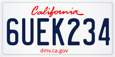 CA license plate 6UEK234