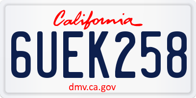 CA license plate 6UEK258