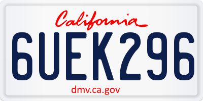 CA license plate 6UEK296