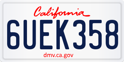 CA license plate 6UEK358
