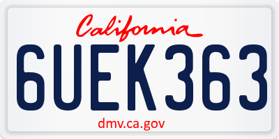 CA license plate 6UEK363