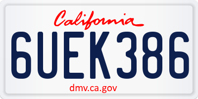 CA license plate 6UEK386