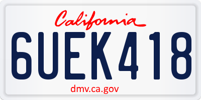 CA license plate 6UEK418