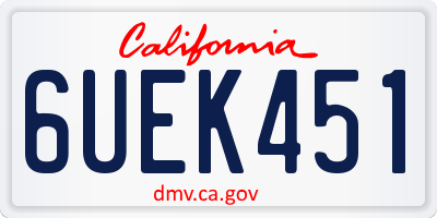 CA license plate 6UEK451