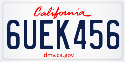 CA license plate 6UEK456