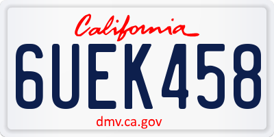 CA license plate 6UEK458