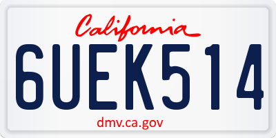 CA license plate 6UEK514