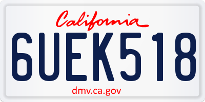 CA license plate 6UEK518