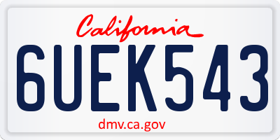 CA license plate 6UEK543