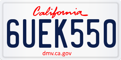 CA license plate 6UEK550