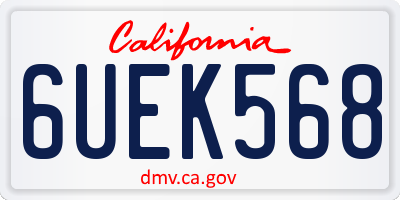 CA license plate 6UEK568