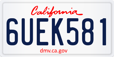 CA license plate 6UEK581