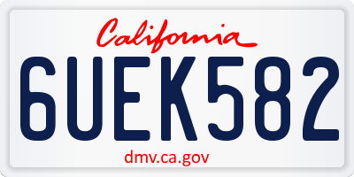 CA license plate 6UEK582