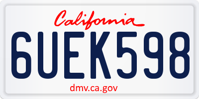 CA license plate 6UEK598