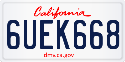 CA license plate 6UEK668