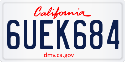 CA license plate 6UEK684