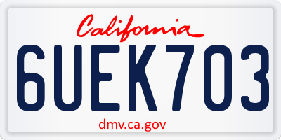CA license plate 6UEK703
