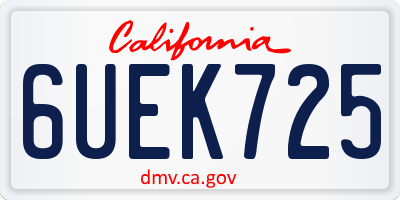 CA license plate 6UEK725