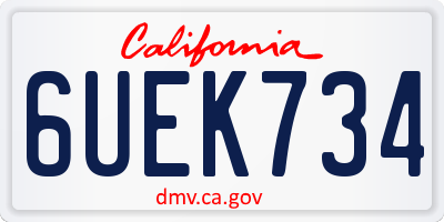 CA license plate 6UEK734