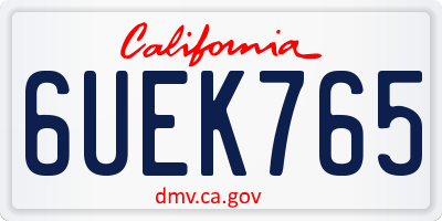 CA license plate 6UEK765