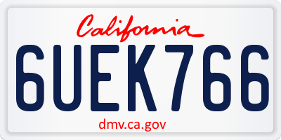 CA license plate 6UEK766