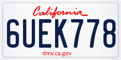 CA license plate 6UEK778