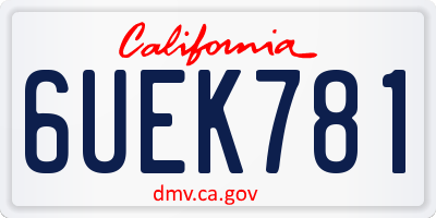CA license plate 6UEK781
