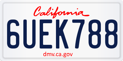 CA license plate 6UEK788