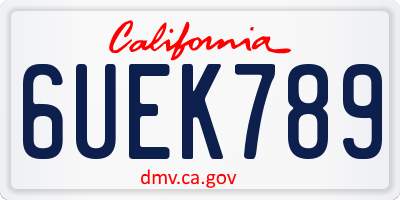 CA license plate 6UEK789