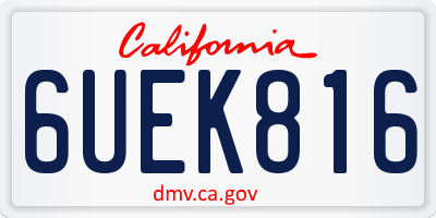 CA license plate 6UEK816