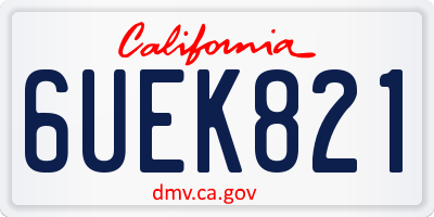 CA license plate 6UEK821