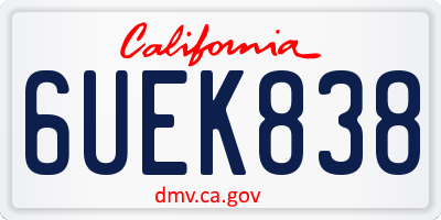 CA license plate 6UEK838