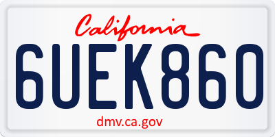 CA license plate 6UEK860