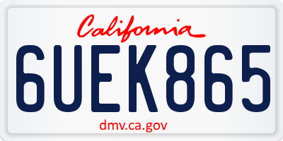 CA license plate 6UEK865