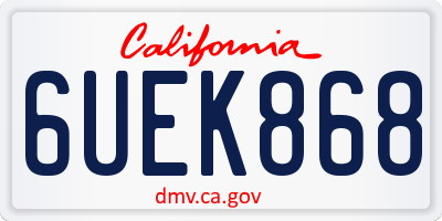 CA license plate 6UEK868