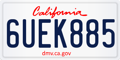 CA license plate 6UEK885