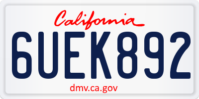 CA license plate 6UEK892