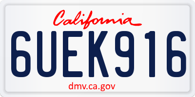 CA license plate 6UEK916